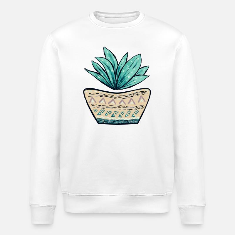 Succulent Pot Pattern - Stanley/Stella ROLLER Unisex Organic Sweatshirt - white