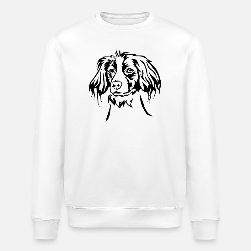 Epagneul Breton head - Stanley/Stella ROLLER Unisex Organic Sweatshirt - white