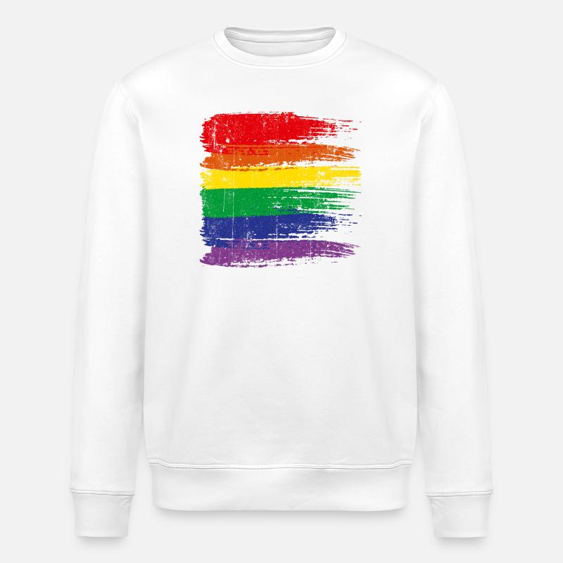 Rainbow Brushstroke Pride - Stanley/Stella ROLLER Unisex Organic Sweatshirt - white