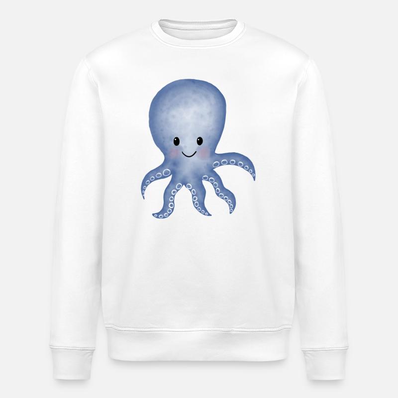 Octopus squid - Stanley/Stella ROLLER Unisex Organic Sweatshirt - white