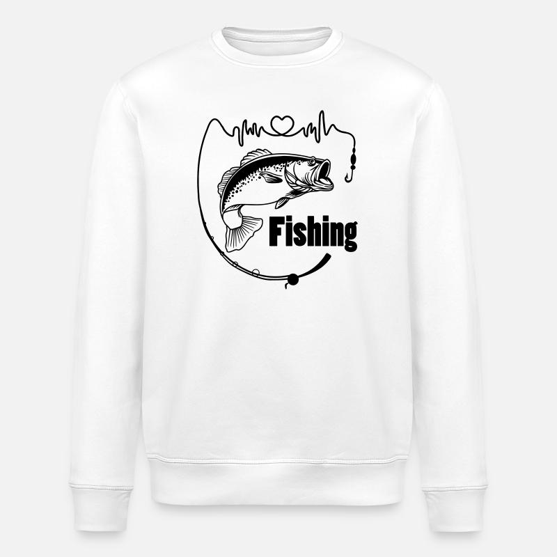 Canne à pêche avec poisson - Sweat bio ROLLER Stanley/Stella Unisexe - blanc