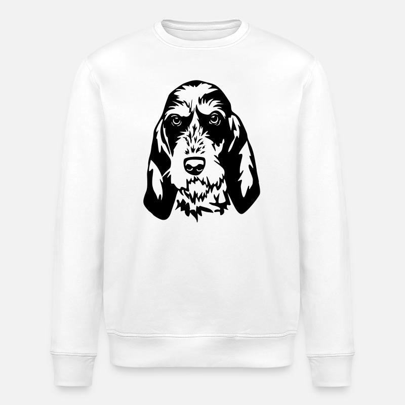 Griffon Bleu de Gascogne Head - Stanley/Stella ROLLER Unisex Organic Sweatshirt - white