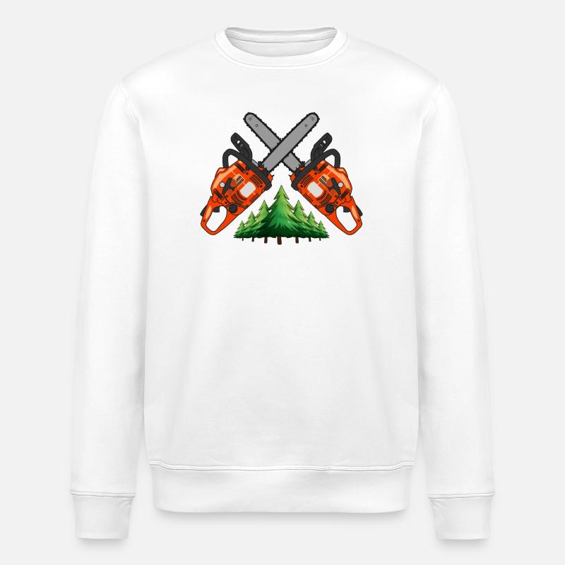 Kettensägenkreuz mit Wald - Stanley/Stella Unisex Bio-Sweatshirt ROLLER - Weiß