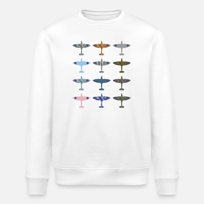 Spitfire Kampfflugzeug / Tarnmuster - Stanley/Stella Unisex Bio-Sweatshirt ROLLER - Weiß