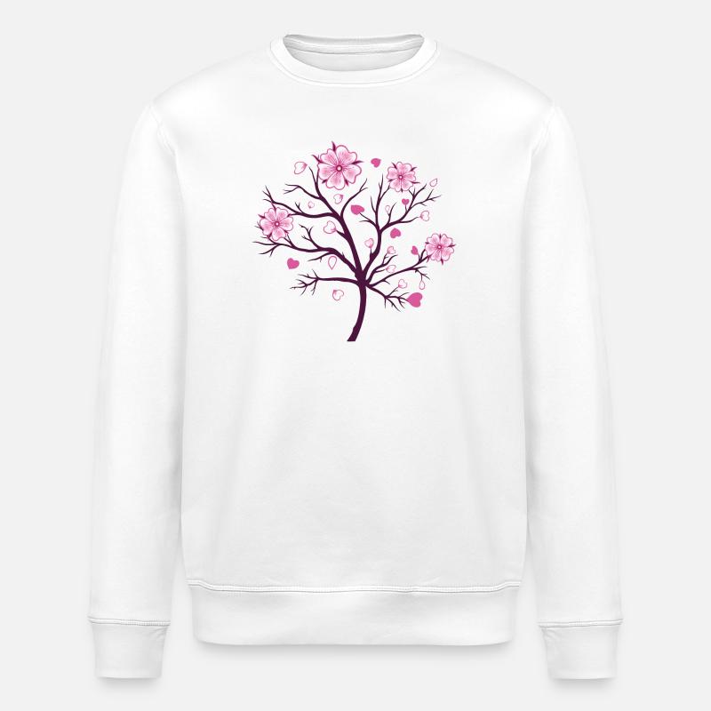 Fleurs de cerisier Sakura Spring - Sweat bio ROLLER Stanley/Stella Unisexe - blanc