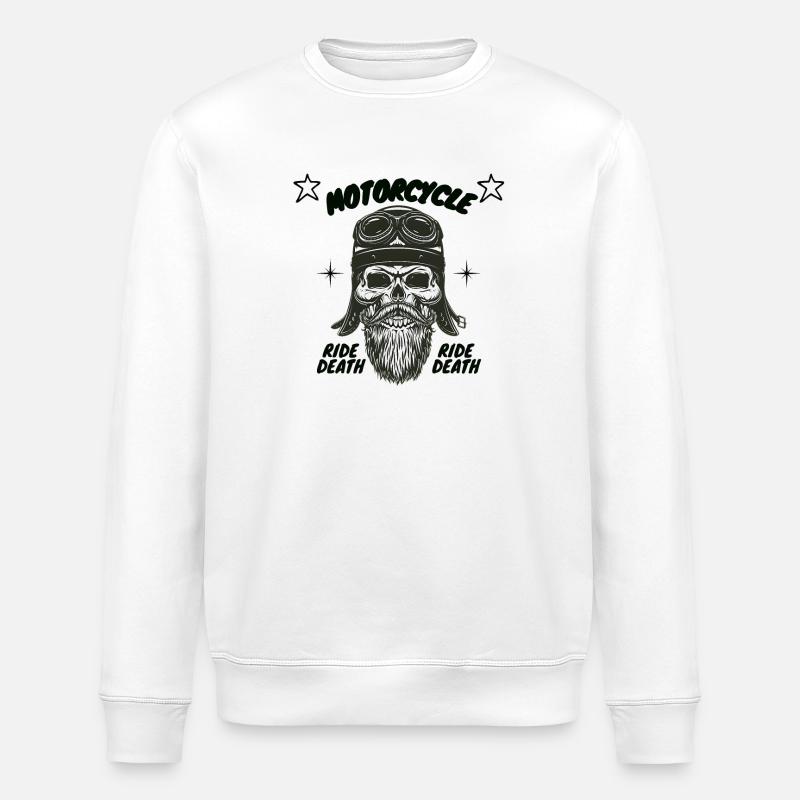 Crâne aviateur moto Ride Death - Sweat bio ROLLER Stanley/Stella Unisexe - blanc