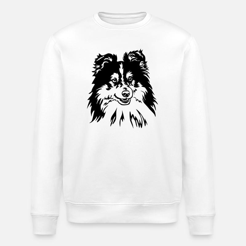 Sheltie Head - Stanley/Stella ROLLER Unisex Organic Sweatshirt - white