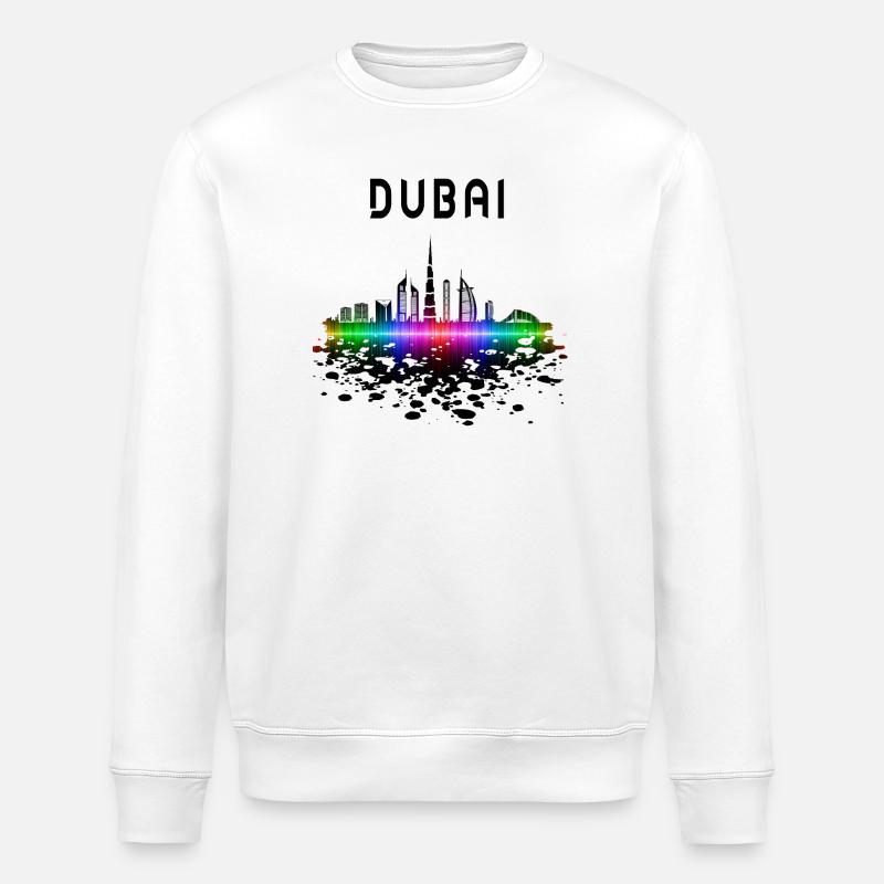 Dubai Skyline Splash Design / Gift - Stanley/Stella ROLLER Unisex Organic Sweatshirt - white