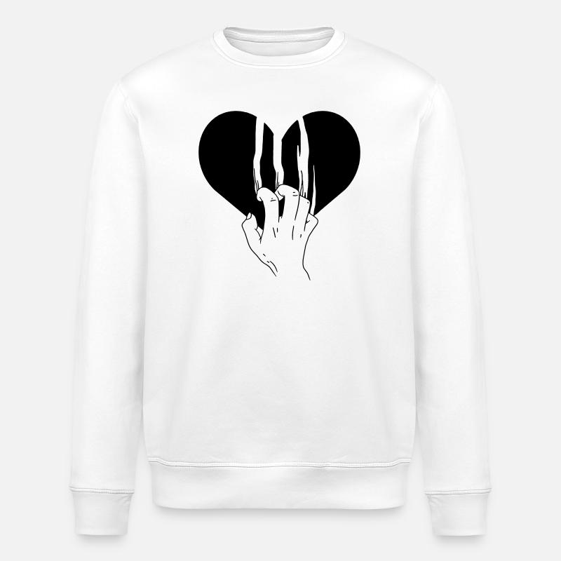 Broken Heart Torn Love - Stanley/Stella ROLLER Unisex Organic Sweatshirt - white