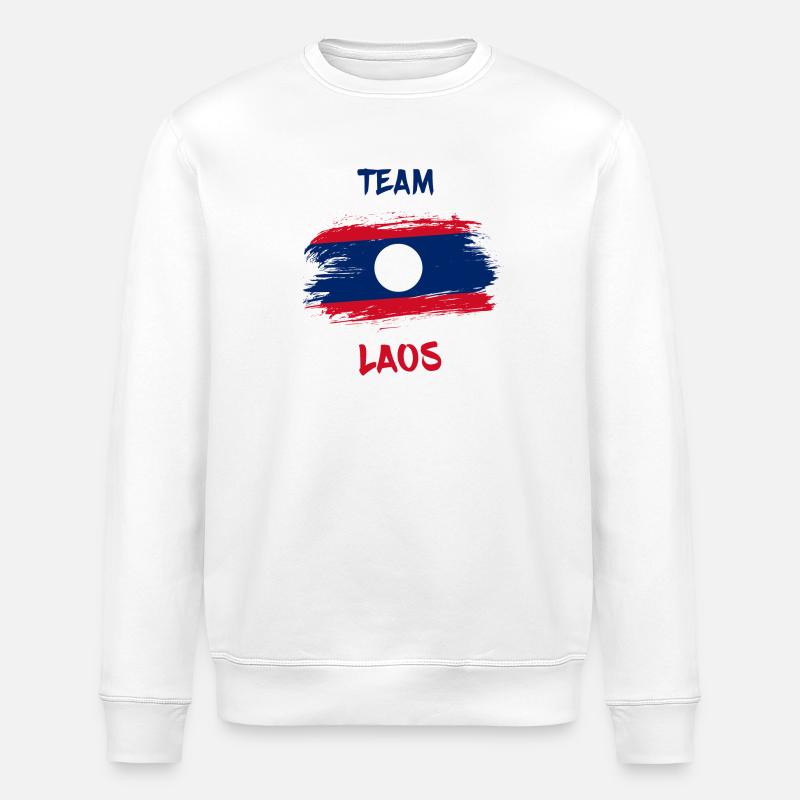 Team Laos Flags Design / Gift - Stanley/Stella ROLLER Unisex Organic Sweatshirt - white