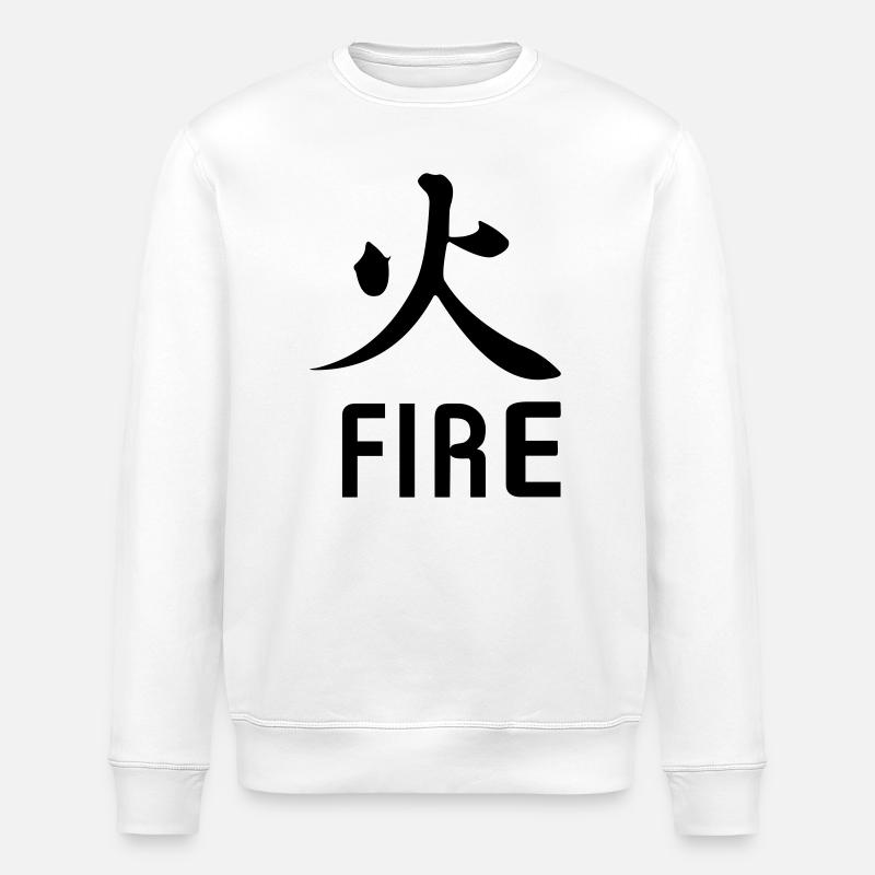 Kanji de feu avec le texte - Sweat bio ROLLER Stanley/Stella Unisexe - blanc