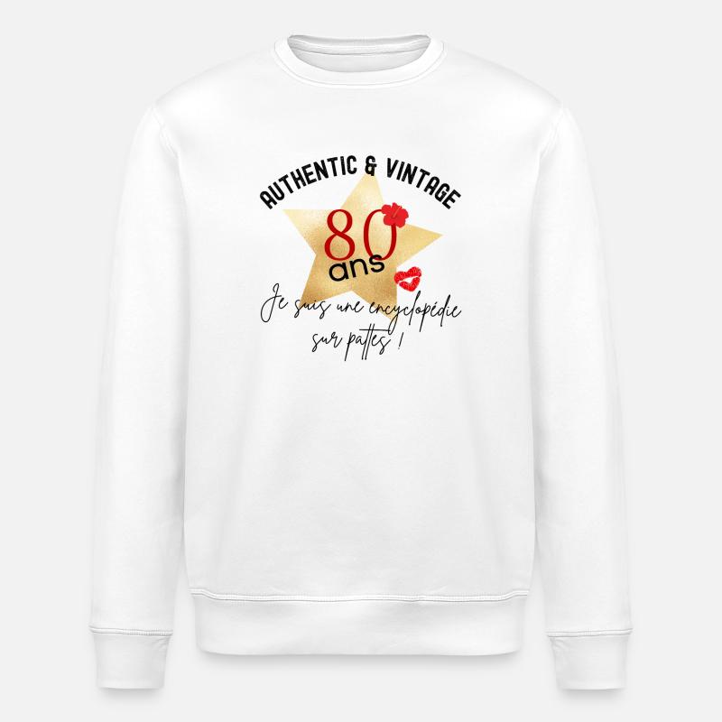 anniversaire 80 ans - Sweat bio ROLLER Stanley/Stella Unisexe - blanc