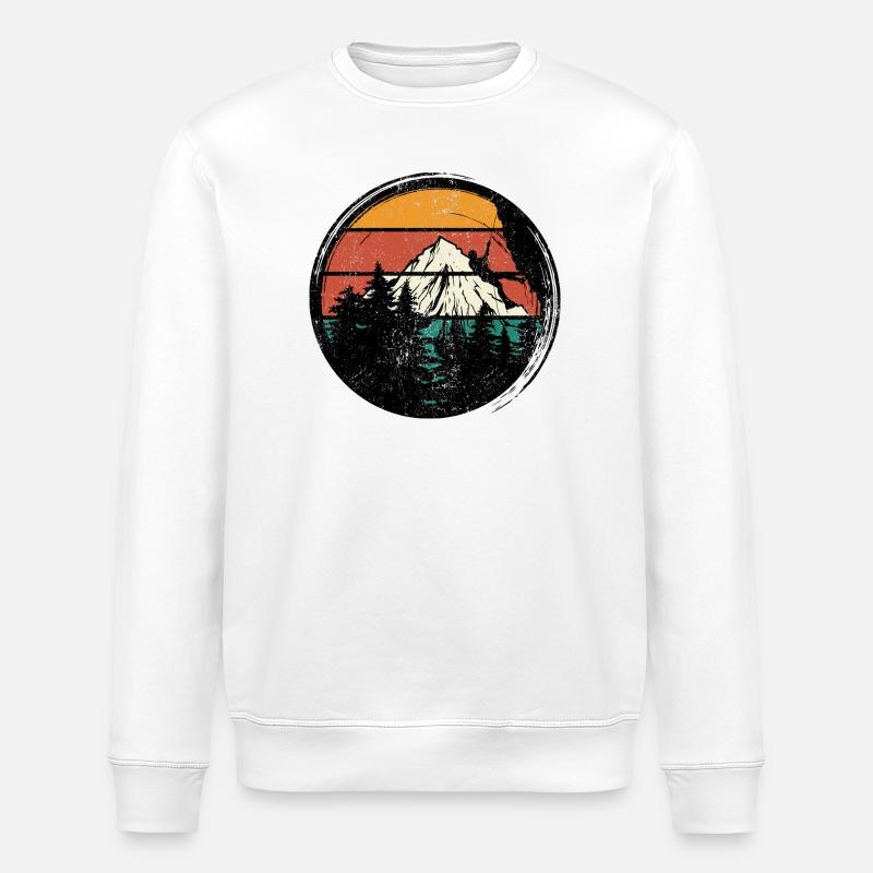 Retro Sunset Mountain Climb - Stanley/Stella Unisex Bio-Sweatshirt ROLLER - Weiß