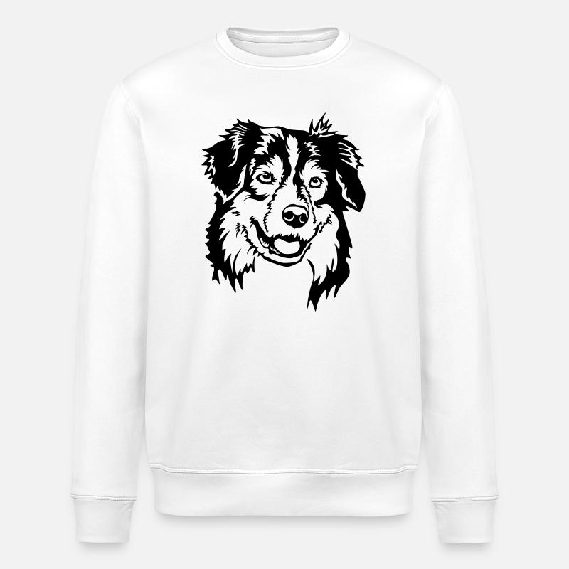 Australian Shepherd Head - Stanley/Stella ROLLER Unisex Organic Sweatshirt - white