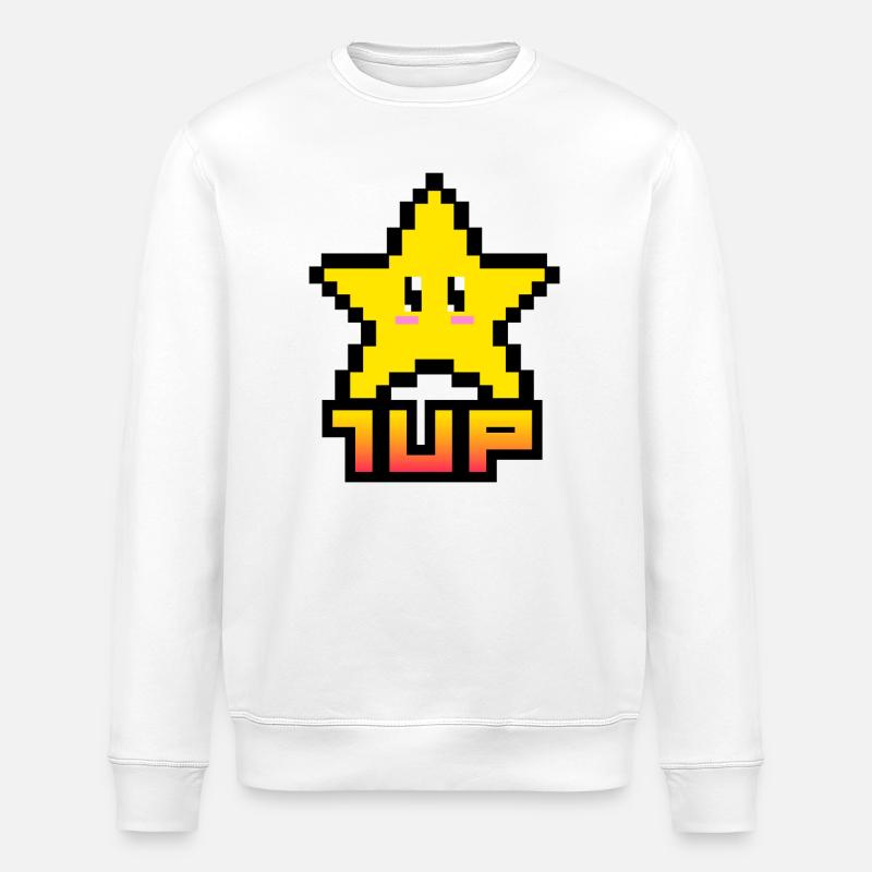1up Pixel Star - Stanley/Stella Unisex Bio-Sweatshirt ROLLER - Weiß