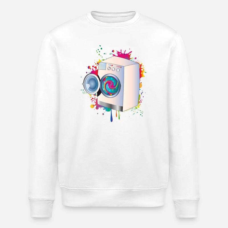 Waschmaschine im Graffiti Stil mit Buntwäsche - Stanley/Stella Unisex Bio-Sweatshirt ROLLER - Weiß
