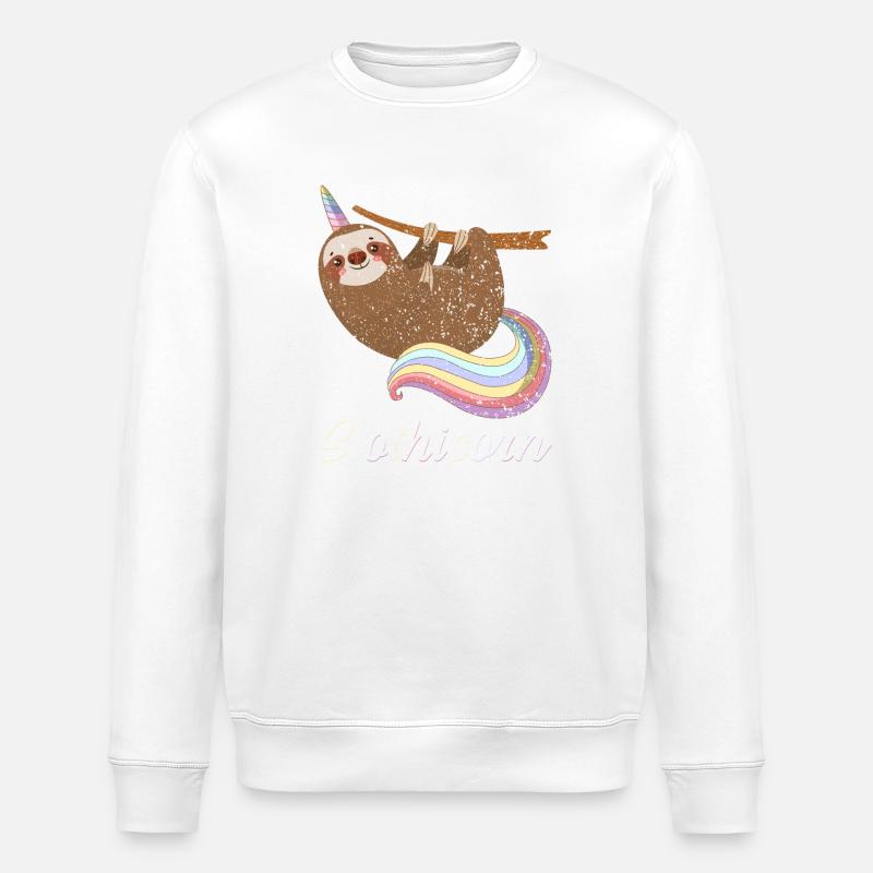 Slothicorn Faultier Einhorn Süß Lustig Shirt - Stanley/Stella Unisex Bio-Sweatshirt ROLLER - Weiß