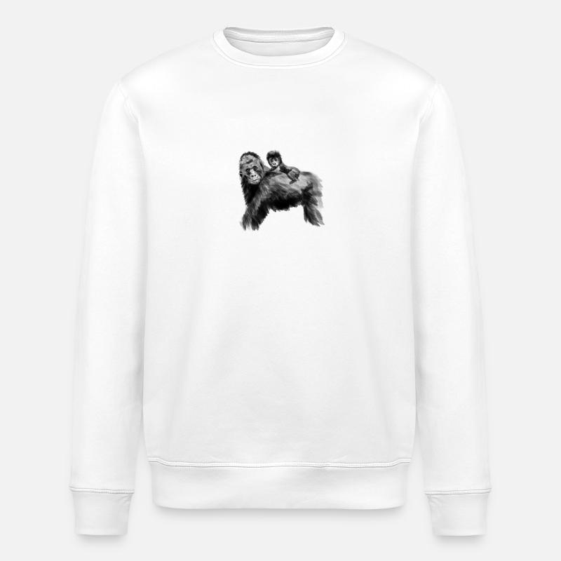 Gorille papa avec bébé - Sweat bio ROLLER Stanley/Stella Unisexe - blanc