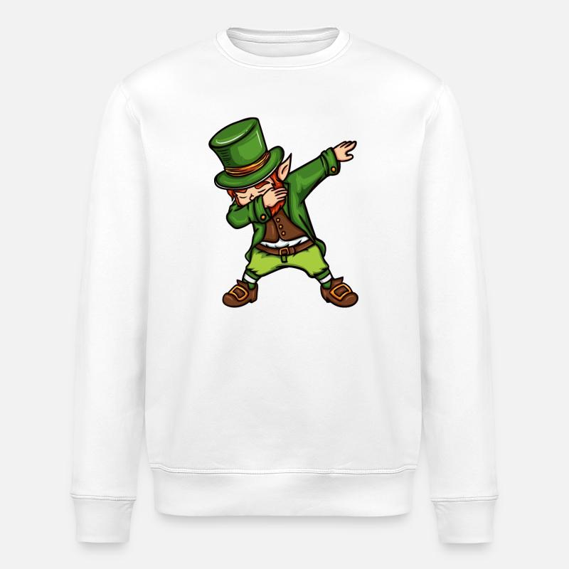 Dancing Leprechaun St. Patrick's Day Irish - Stanley/Stella ROLLER Unisex Organic Sweatshirt - white