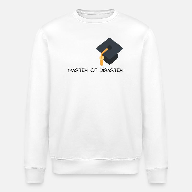 Master of Disaster with graduation hat - Stanley/Stella ROLLER Unisex Organic Sweatshirt - white
