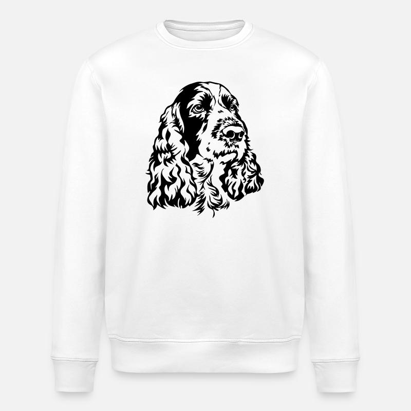 English Springer Spaniel Head - Stanley/Stella ROLLER Unisex Organic Sweatshirt - white