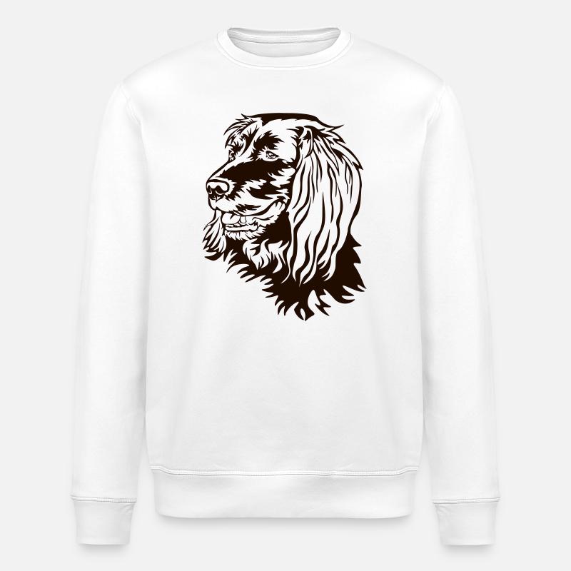 Deutsch Langhaar Kopf - Stanley/Stella Unisex Bio-Sweatshirt ROLLER - Weiß