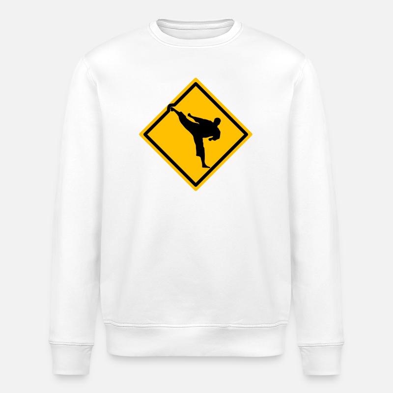 Karate Warnschild Yokogeri - Stanley/Stella Unisex Bio-Sweatshirt ROLLER - Weiß