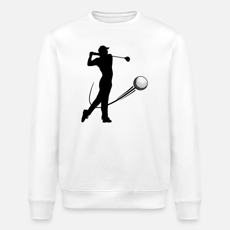 Golf player hits ball shadow - Stanley/Stella ROLLER Unisex Organic Sweatshirt - white