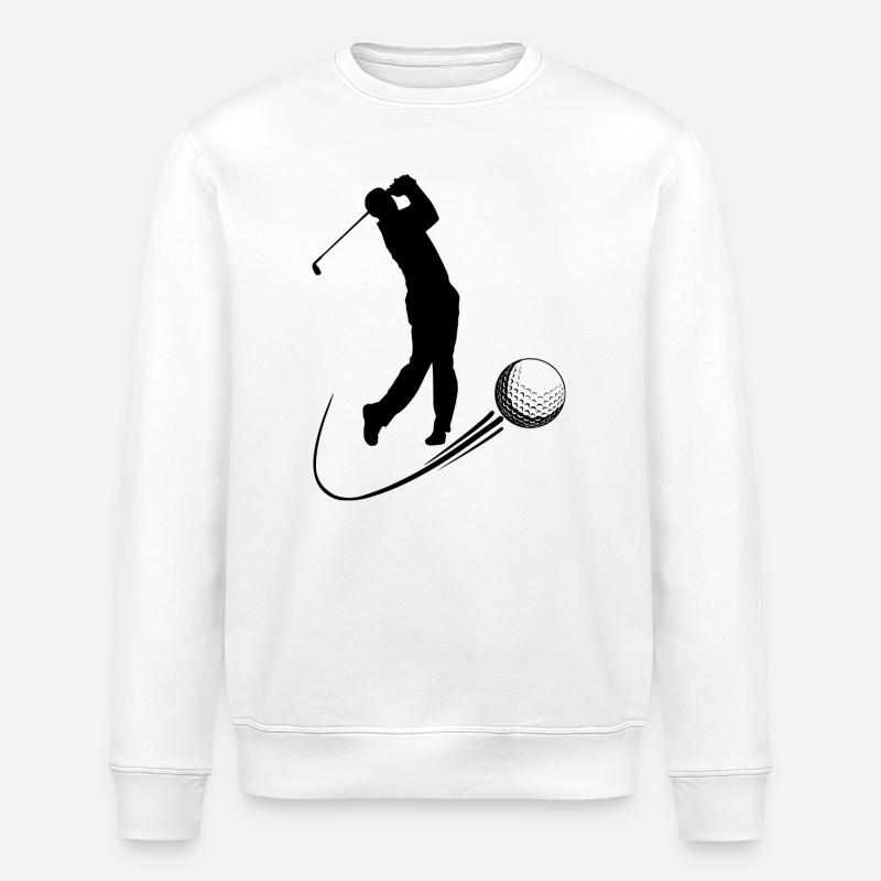 Golf player strikes ball shadow - Stanley/Stella ROLLER Unisex Organic Sweatshirt - white