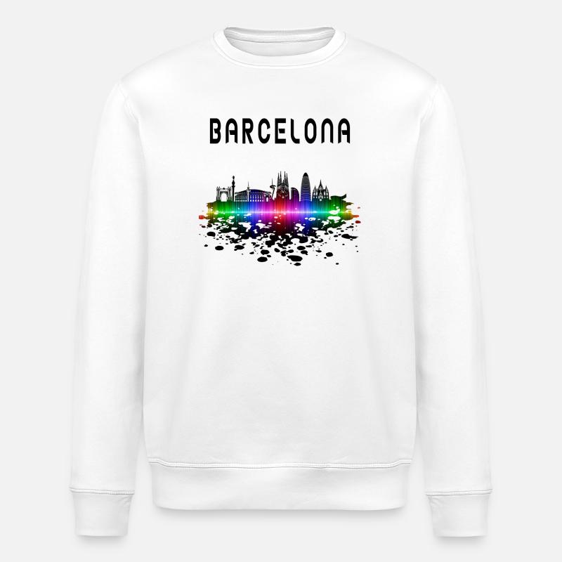 Barcelona Skyline Splash Design / Geschenk - Stanley/Stella Unisex Bio-Sweatshirt ROLLER - Weiß