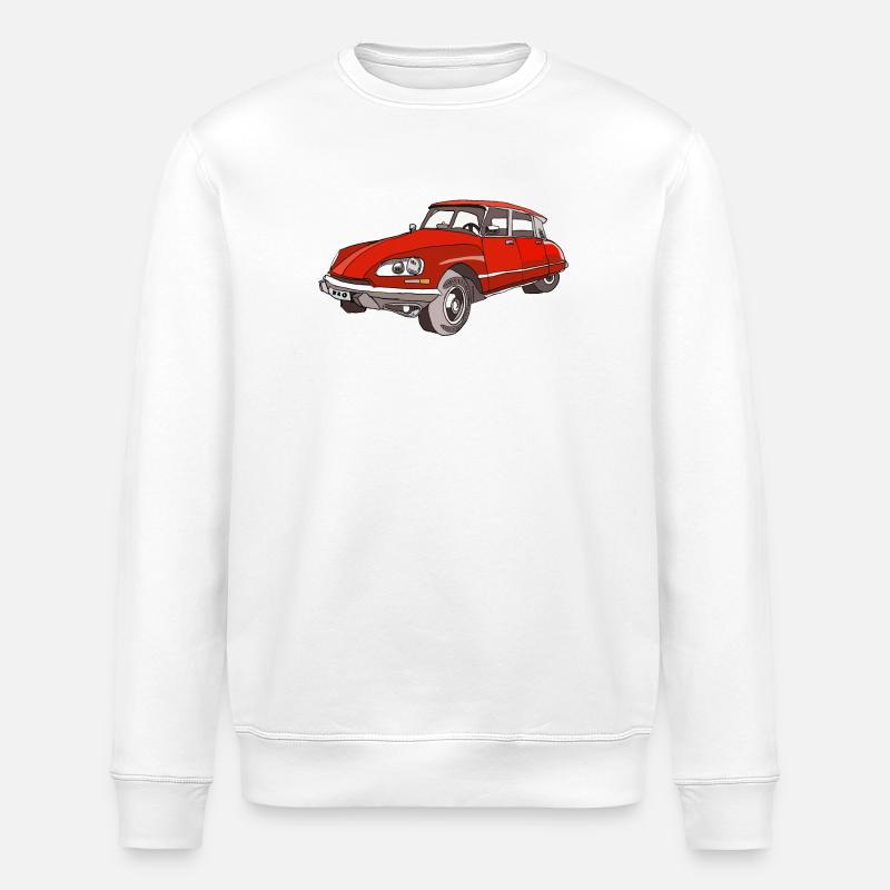 Roter Oldtimer Coupé Illustration - Stanley/Stella Unisex Bio-Sweatshirt ROLLER - Weiß