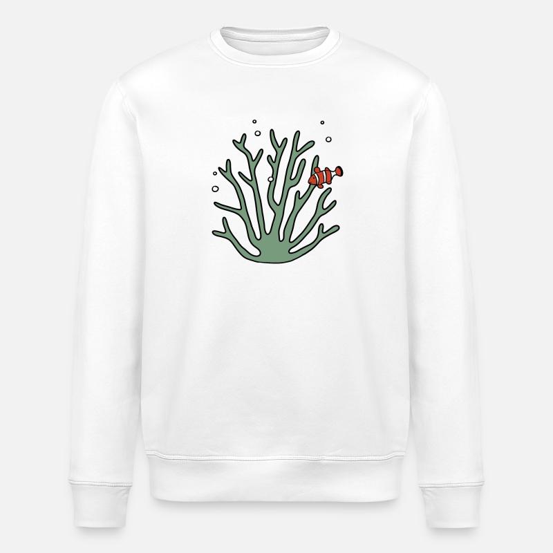 Corail poisson anémone - Sweat bio ROLLER Stanley/Stella Unisexe - blanc