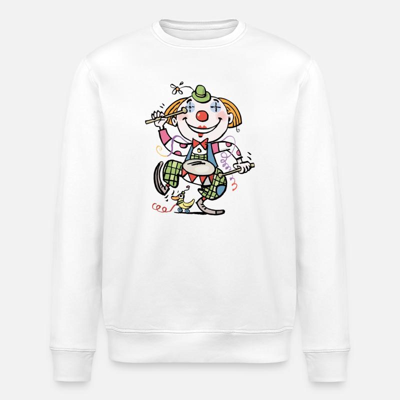 Cartoon-Clown Trommler Design - Stanley/Stella Unisex Bio-Sweatshirt ROLLER - Weiß