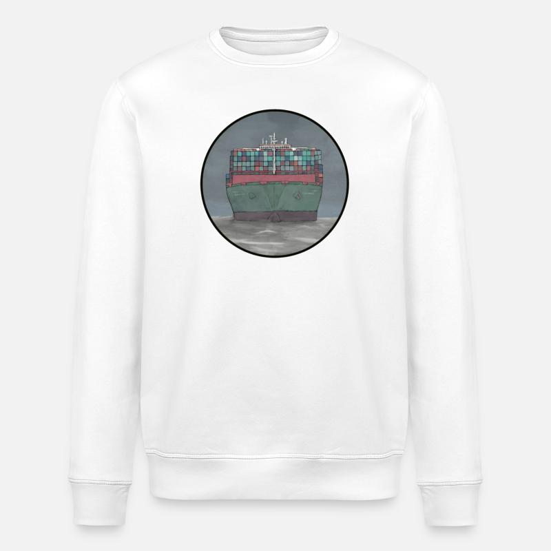 container ship - Stanley/Stella ROLLER Unisex Organic Sweatshirt - white
