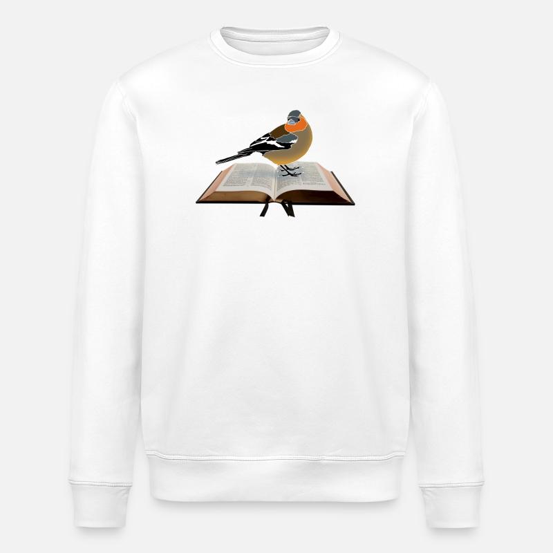 Buchfink auf Buch - Stanley/Stella Unisex Bio-Sweatshirt ROLLER - Weiß