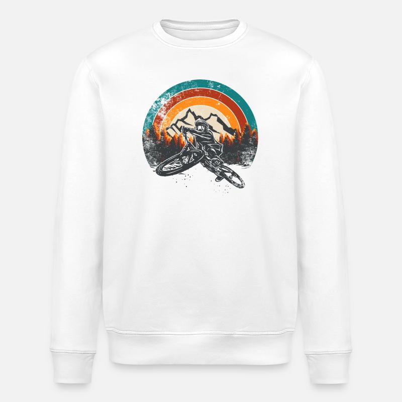 Retro Mountain MTB Sunset - Stanley/Stella Unisex Bio-Sweatshirt ROLLER - Weiß