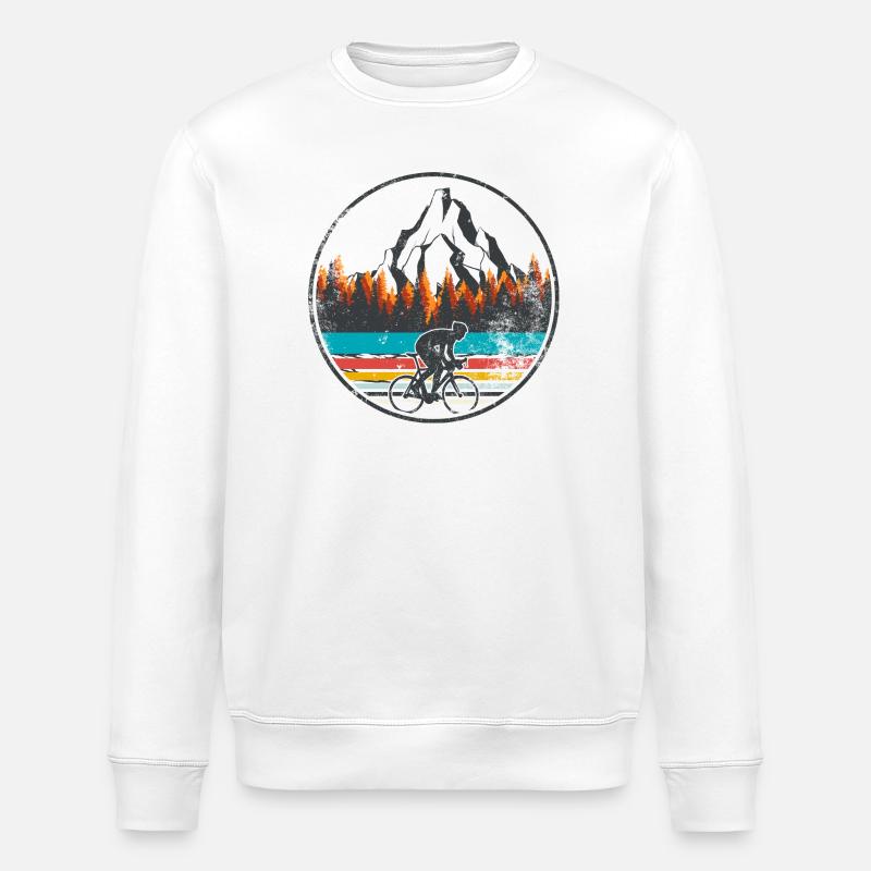Mountain Trail Cyclist Retro - Stanley/Stella ROLLER Unisex Organic Sweatshirt - white