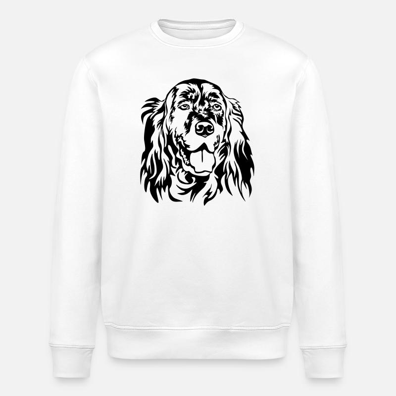 English Setter Head - Stanley/Stella ROLLER Unisex Organic Sweatshirt - white