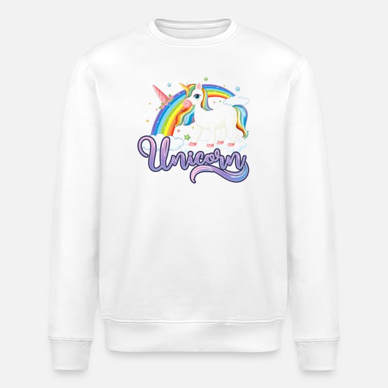 Arc-en-ciel licorne - Sweat bio ROLLER Stanley/Stella Unisexe - blanc