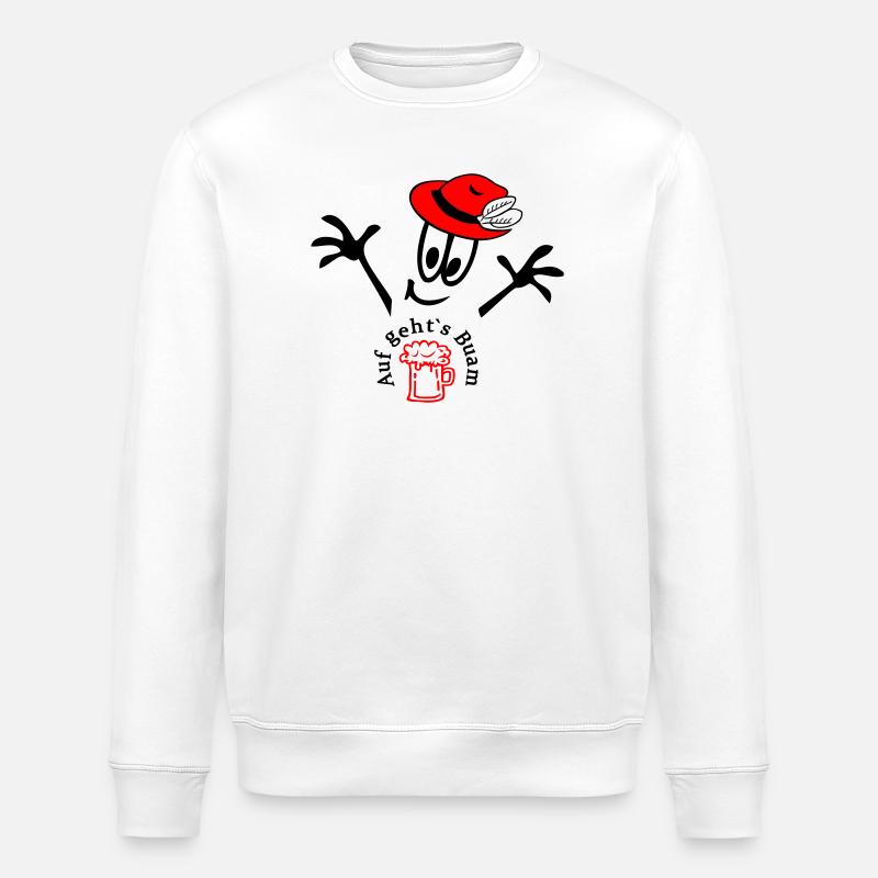 Auf geht's Buam, Comic - Stanley/Stella Unisex Bio-Sweatshirt ROLLER - Weiß