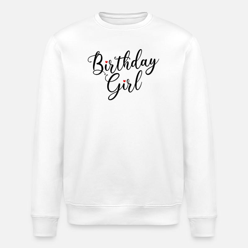 Fille d’anniversaire Script Coeurs - Sweat bio ROLLER Stanley/Stella Unisexe - blanc