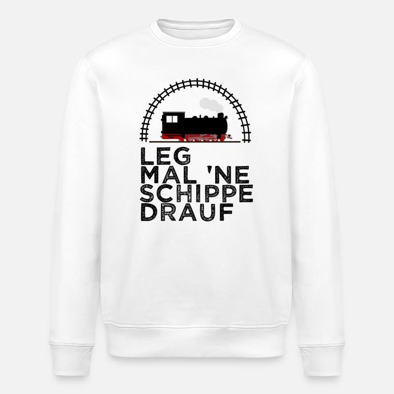 Dampflok Schiene Schippe drauf Kohle - Stanley/Stella Unisex Bio-Sweatshirt ROLLER - Weiß