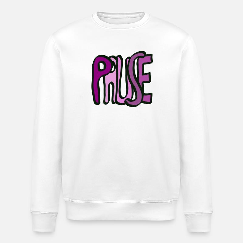 Schriftzug Pause - Stanley/Stella Unisex Bio-Sweatshirt ROLLER - Weiß