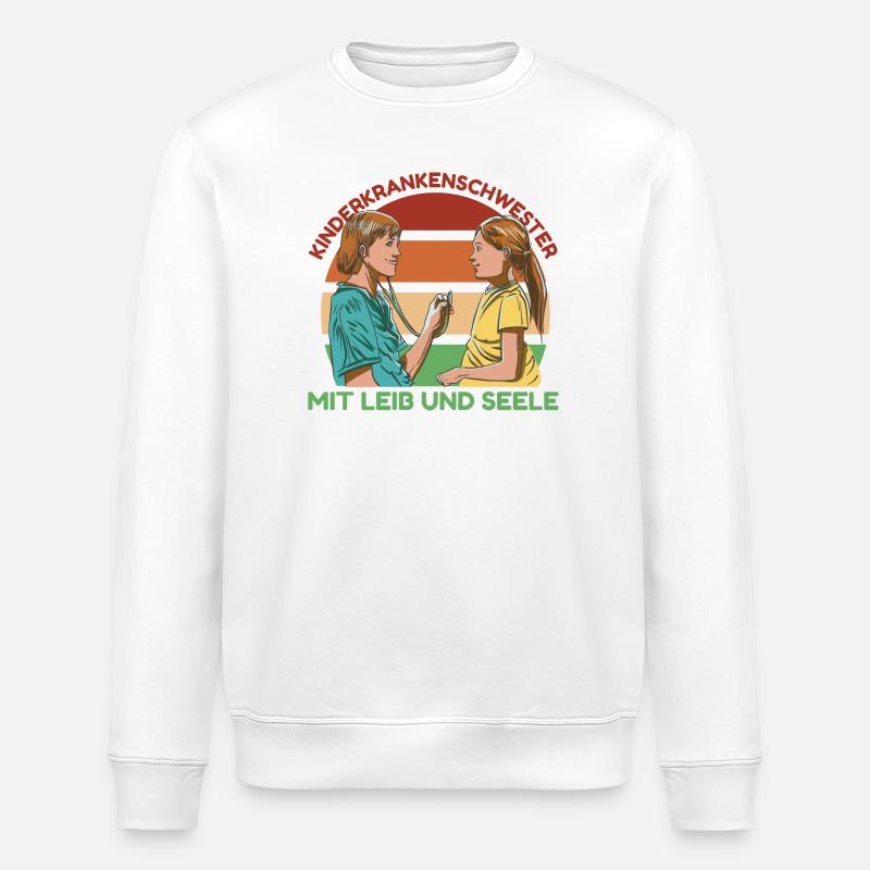 Kinderkrankenschwester mit Leib und Seele - Stanley/Stella Unisex Bio-Sweatshirt ROLLER - Weiß