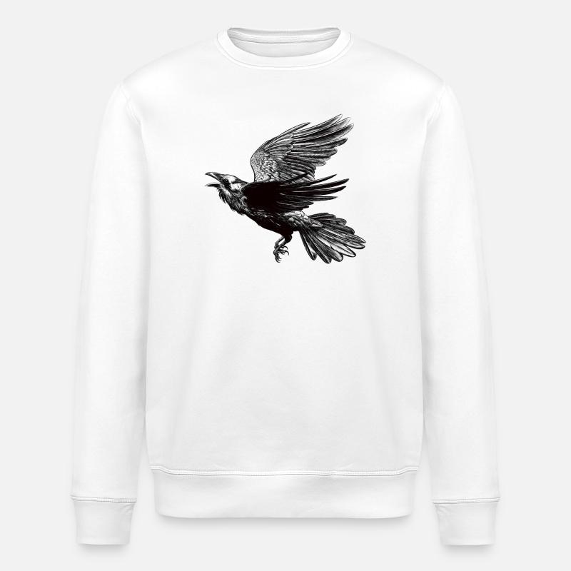 Corbeau en vol - Sweat bio ROLLER Stanley/Stella Unisexe - blanc