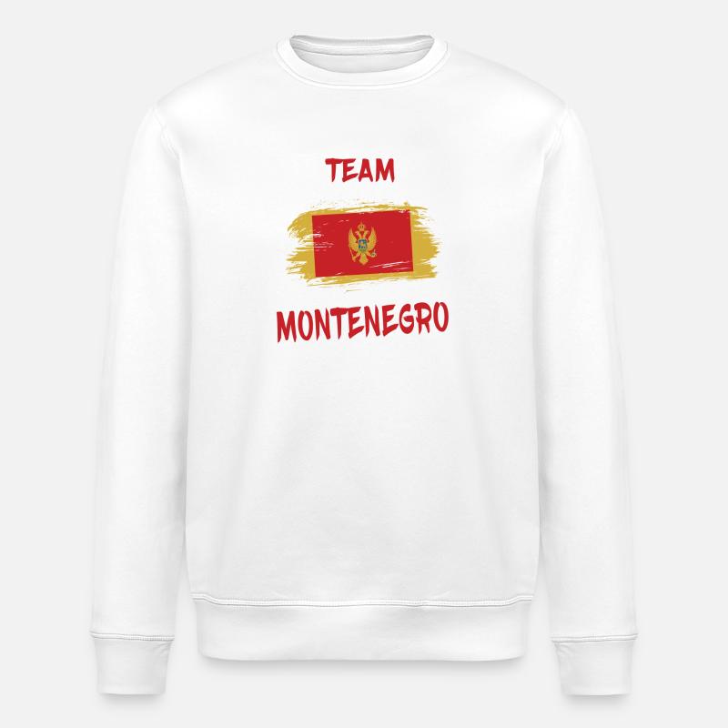Team Montenegro flags design/gift idea - Stanley/Stella ROLLER Unisex Organic Sweatshirt - white