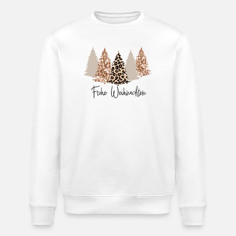 Frohe Weihnachten Glitzer Tannenbaum Leopard - Stanley/Stella Unisex Bio-Sweatshirt ROLLER - Weiß