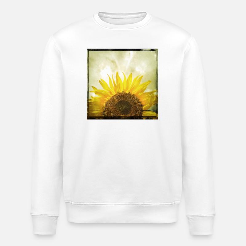 Halbe Sonnenblume - Stanley/Stella Unisex Bio-Sweatshirt ROLLER - Weiß