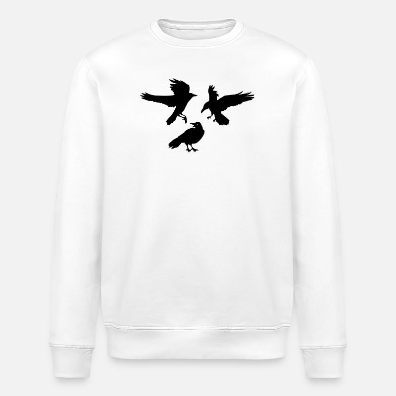 Three raven crows - Stanley/Stella ROLLER Unisex Organic Sweatshirt - white