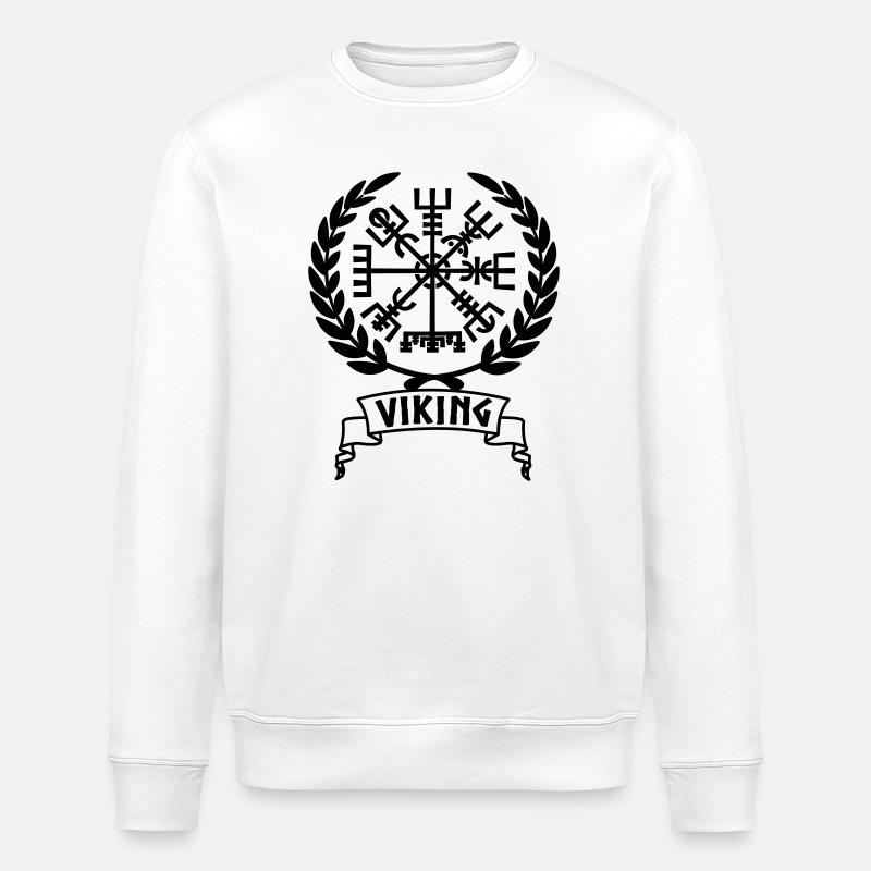 Vegvisir Wikinger Kompass im Vikng Banner - Stanley/Stella Unisex Bio-Sweatshirt ROLLER - Weiß